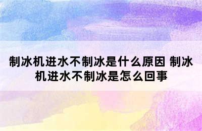 制冰机进水不制冰是什么原因 制冰机进水不制冰是怎么回事